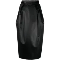 maison margiela jupe mi-longue à design plissé - noir