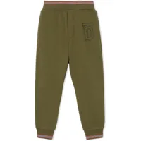 burberry kids pantalon de jogging à motif monogrammé - vert