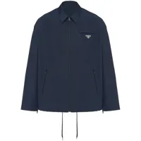 prada veste zippée à plaque logo - bleu