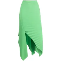 a.w.a.k.e. mode jupe mi-longue plissée à design asymétrique - vert