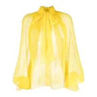 atu body couture blouse transparente en soie à col lavallière - jaune