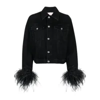 valentino garavani veste en jean ornée de plumes - noir