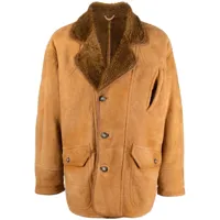 a.n.g.e.l.o. vintage cult veste en cuir à doublure lainée (années 1980) - marron