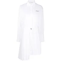 off-white robe-chemise plissée à design asymétrique - blanc