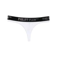 philipp plein string en coton à logo strassé - blanc