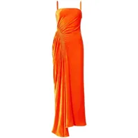 proenza schouler robe longue en soie à fronces - orange
