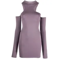 off-white robe courte asymétrique à épaules dénudées - violet