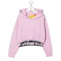 off-white kids hoodie à bande logo - rose