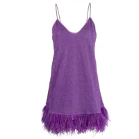 oséree robe courte à bordure de plumes - violet