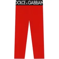 dolce & gabbana kids legging à taille logo interlock - rouge