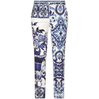dolce & gabbana pantalon de tailleur à imprimé maiolica - bleu