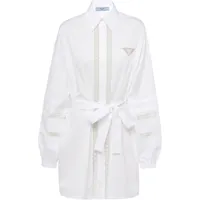 prada robe-chemise à logo triangulaire - blanc