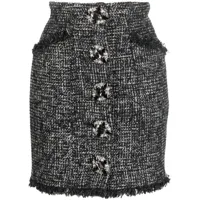 philipp plein jupe en tweed à boutonnière - noir