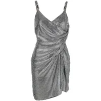 philipp plein robe courte froncée à ornements en cristal - gris