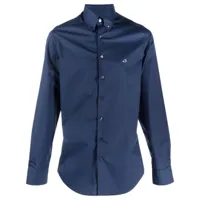 etro chemise en coton à logo brodé - bleu