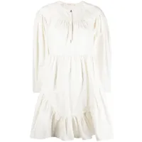 ulla johnson robe courte en popeline à design à empiècements - blanc