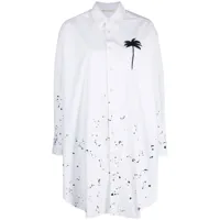 palm angels robe-chemise à imprimé palmier - blanc