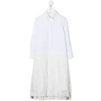 thom browne kids robe-chemise à détails en dentelle - blanc