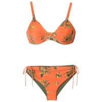 lygia & nanny bikini fleuri à fermeture nouée - orange