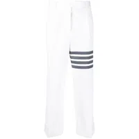 thom browne pantalon de tailleur à détails 4 bandes signature - blanc