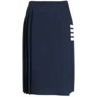 thom browne jupe mi-longue plissée à détails 4 bandes signature - bleu