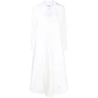 thom browne robe-chemise à détail d'étiquette - blanc