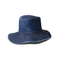 maison michel chapeau lauren en jean à effet délavé - bleu