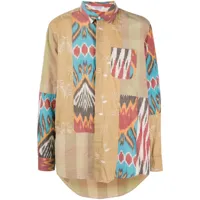engineered garments chemise mi-longue à design patchwork - marron