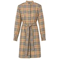 burberry robe-chemise à motif vintage check - marron