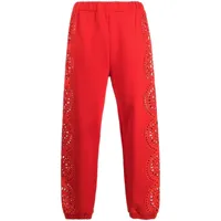 stella mccartney pantalon de jogging en broderie anglaise - rouge