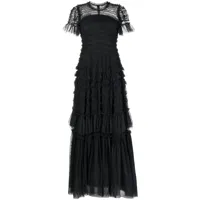 needle & thread robe à volants superposés - noir