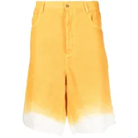 nick fouquet bermuda en lin à design bicolore - jaune