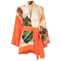 lenny niemeyer veste façon kimono imprimé à taille ceinturée - orange