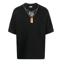 marcelo burlon county of milan t-shirt feathers necklace en coton - noir