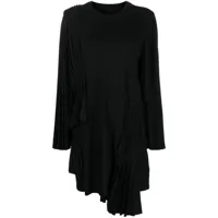mm6 maison margiela robe plissée à design asymétrique - noir