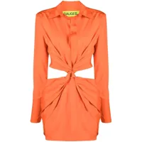 gauge81 robe-chemise à détail torsadé - orange