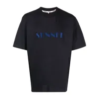 sunnei t-shirt en coton à logo brodé - bleu