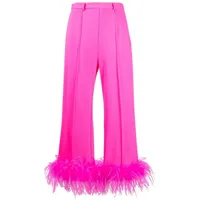 styland pantalon court orné de plumes - rose