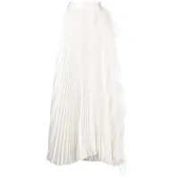 styland jupe longue plissée à détails de plumes - blanc