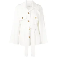 low classic veste boutonnée à taille ceinturée - blanc