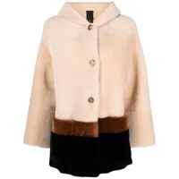 blancha manteau en fourrure à design colour block - noir