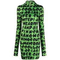 john richmond robe courte imprimée à col zippé - vert