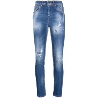 john richmond jean skinny à effet usé - bleu