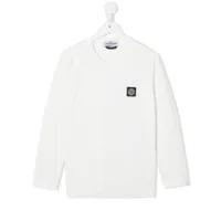 stone island junior t-shirt à patch logo - blanc