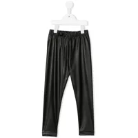 philosophy di lorenzo serafini kids pantalon en cuir artificiel à logo brodé - noir