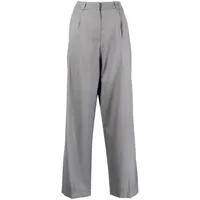 low classic pantalon droit à design plissé - gris