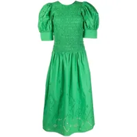 ganni robe mi-longue à découpes - vert
