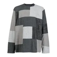 white mountaineering sweat colour block à col rond - gris