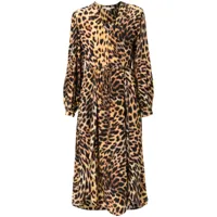 stella mccartney robe mi-longue à imprimé léopard - marron