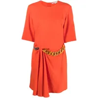 stella mccartney robe courte drapée à détail de chaîne - orange